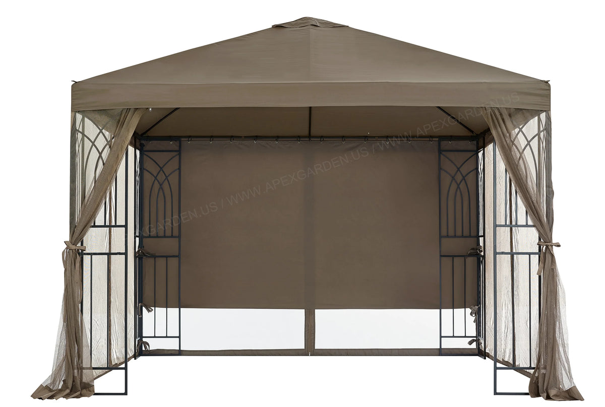10' x 10' Single-Tier Steel Gazebo with Mosquito Net J496