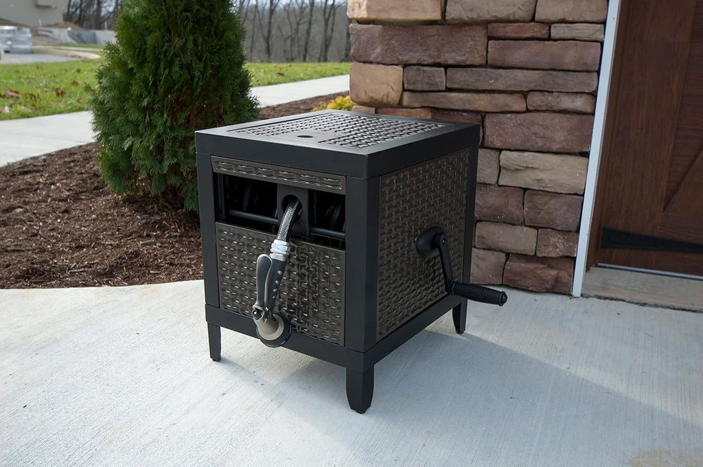 Black Metal Hose Reel Cabinet Box, 100 Ft. Capacity D503