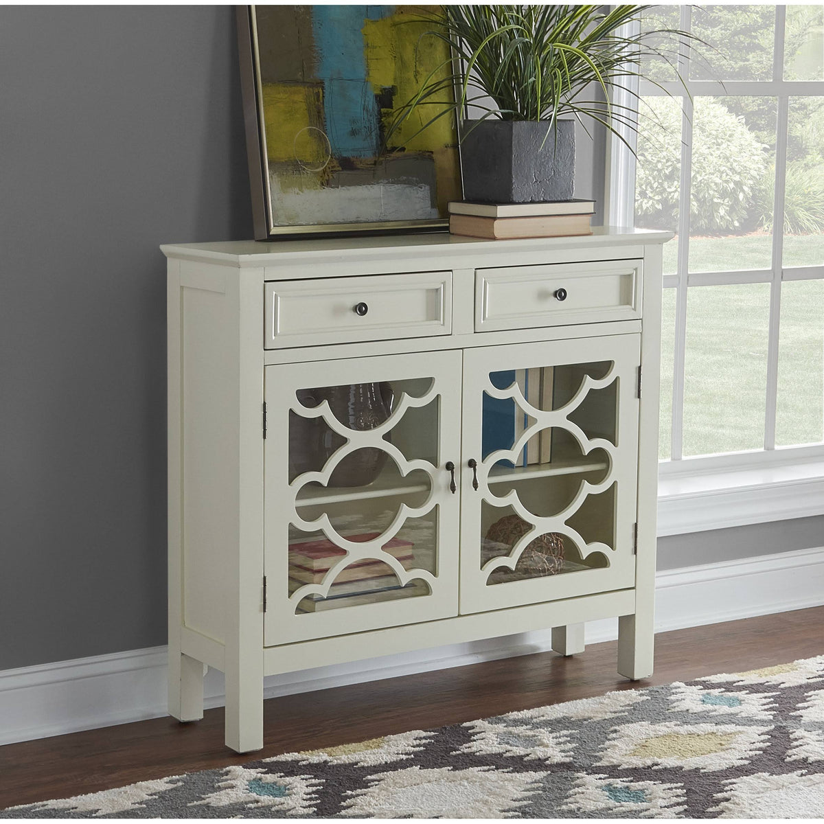 White Entryway Storage Console I13732
