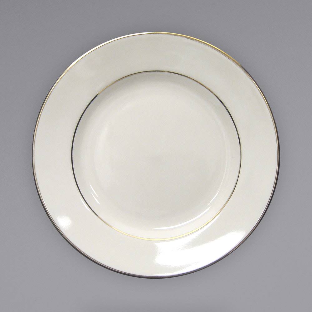 Gold Rim Ivory Stoneware Plate - 12/Case Q3785