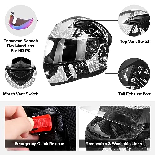 Lightweight Full Face Motorcycle Helmet with Extra Tinted Visor K3250