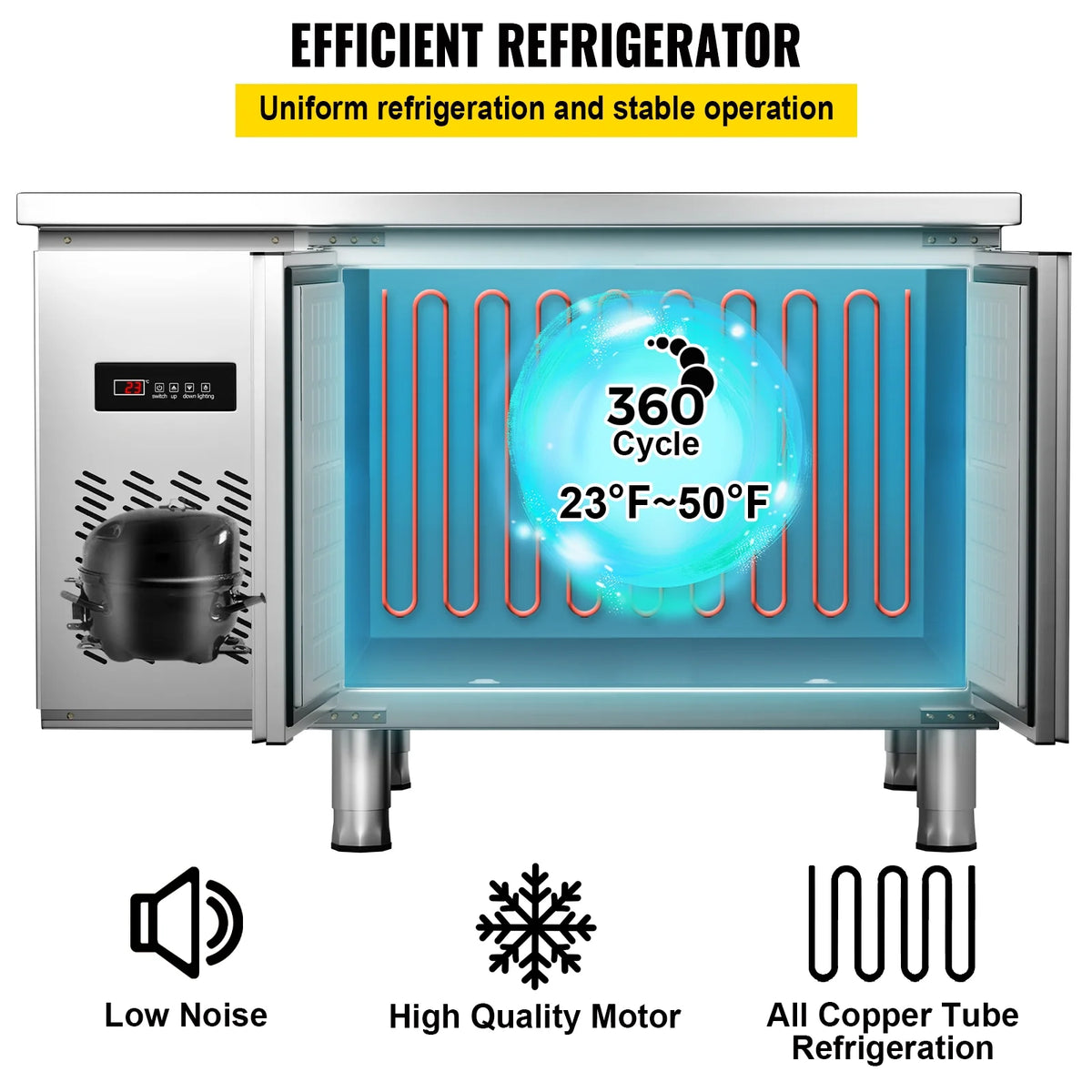 48 in 410 Stainless Steel 2 Door 10 Cu.ft. Undercounter Commercial Fridge Y89199