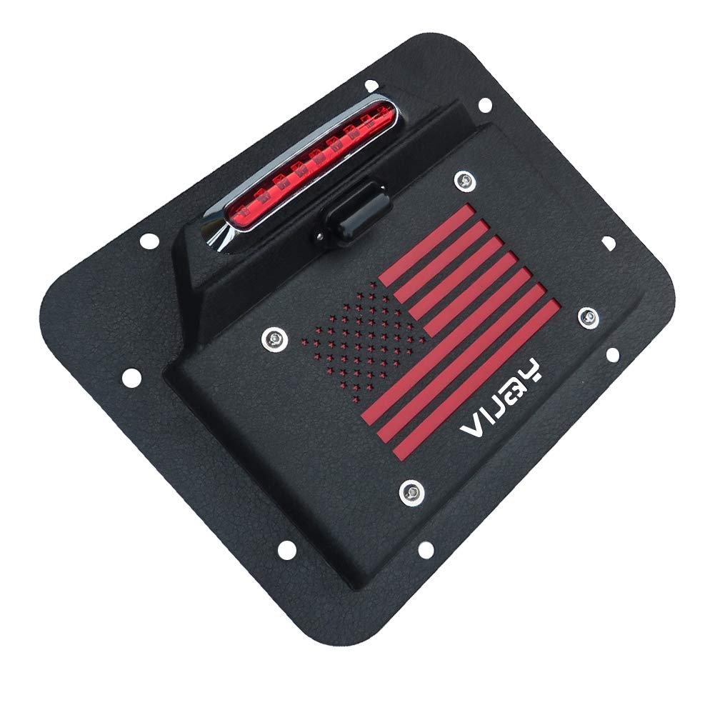 Spare Tire Delete License Plate Relocation Kit with Plate Light and Third Brake Light for Wrangler JK JKU E10861