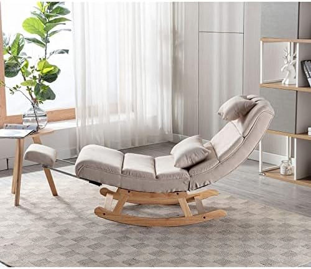 PU Leather Upholstered Rocking Recliner Chair with Pillows & Foot E7474