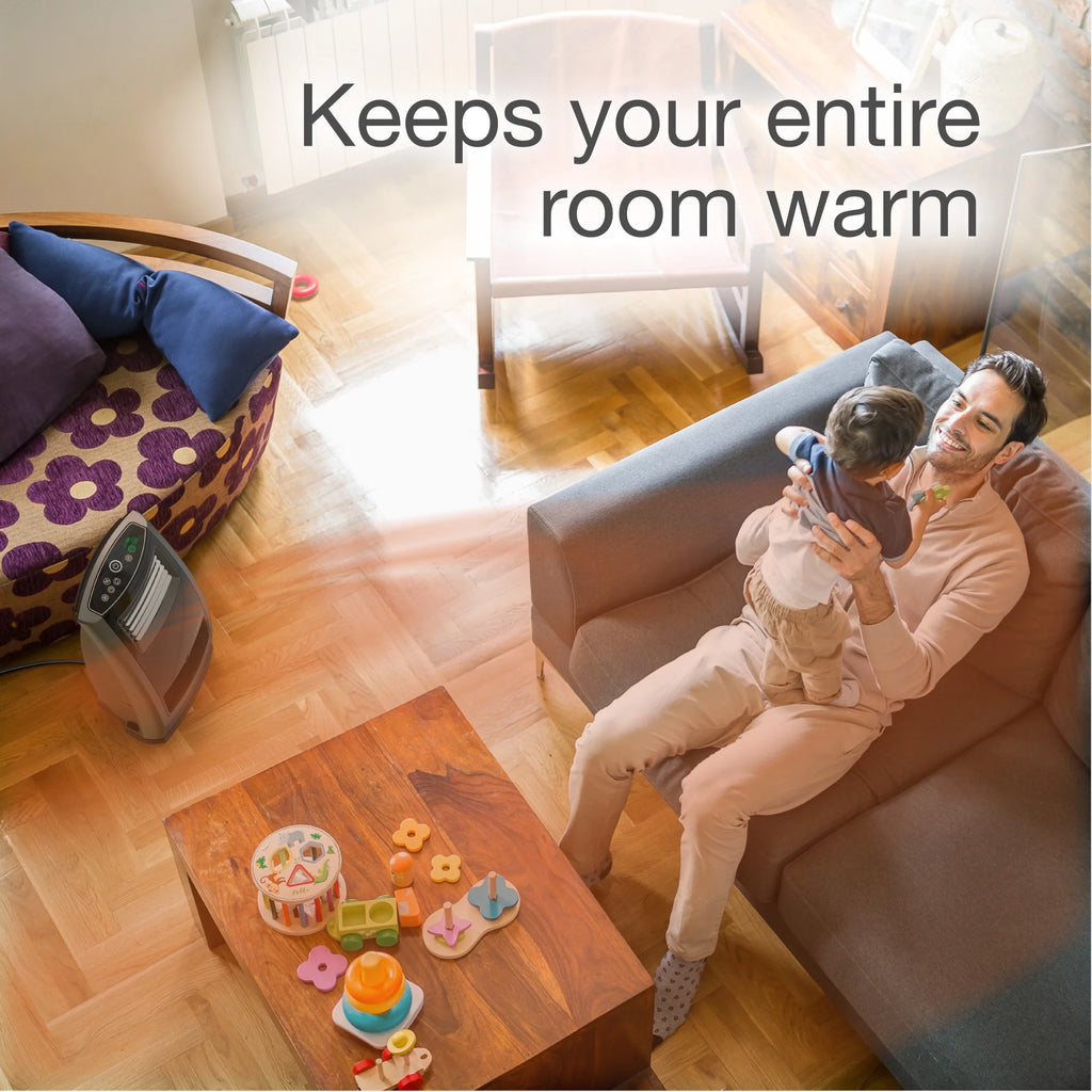 22.5" 1500W Ceramic Room Heater with Remote, Black/Silver F1132