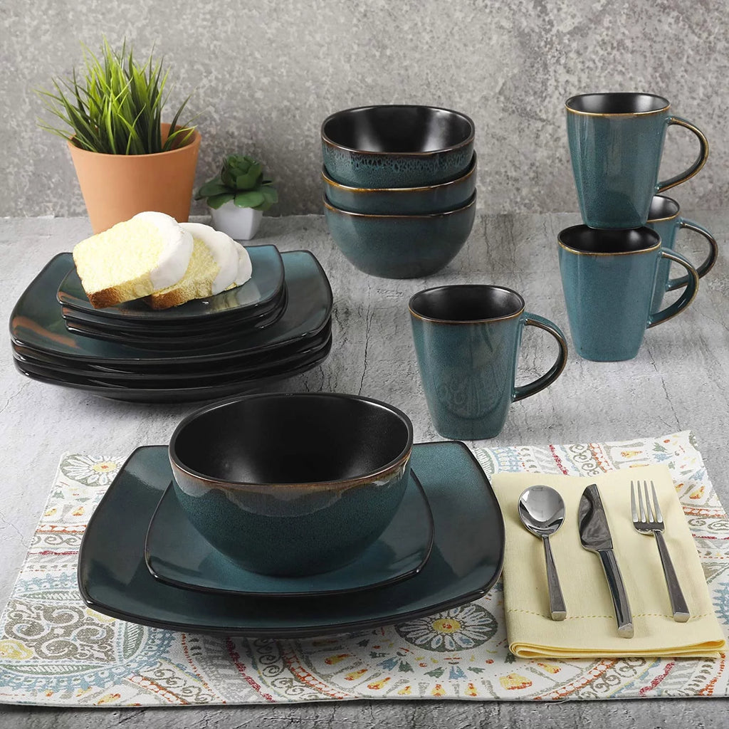 16 Pc Teal Dinnerware Set Y352550