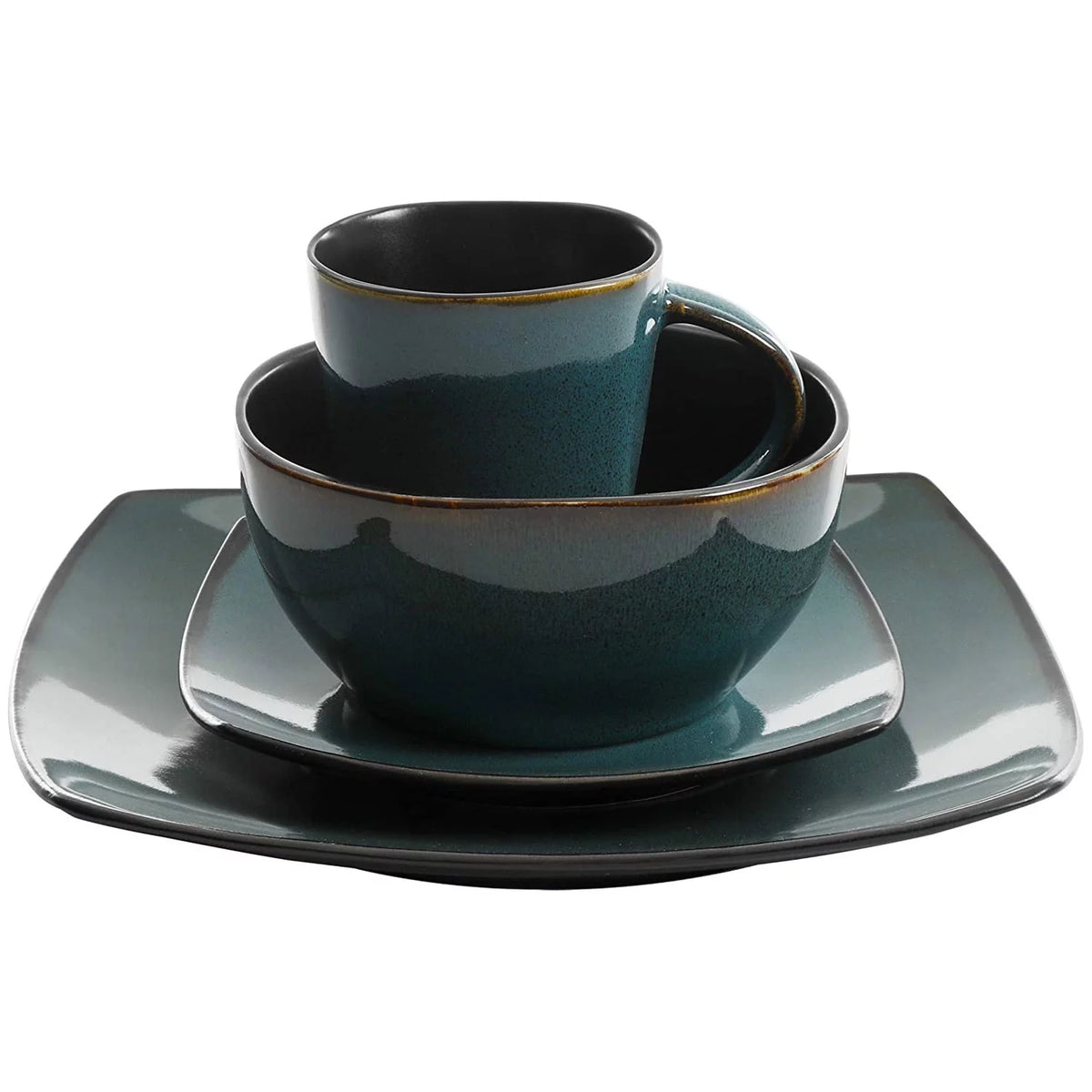 16 Pc Teal Dinnerware Set Y352550