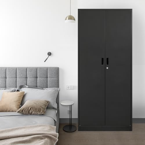 72" Lockable Steel Storage Cabinet with Doors and Shelves E573