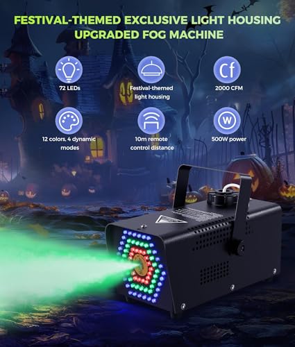 72-LED Fog Machine with Color-Changing Lights & Wireless Remote Control K4125