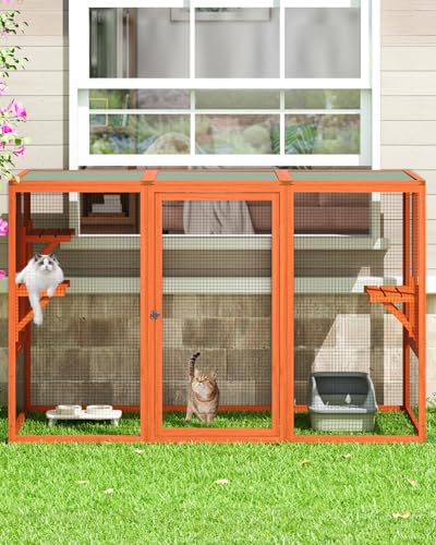 Grey Wooden Cat Enclosure V518961