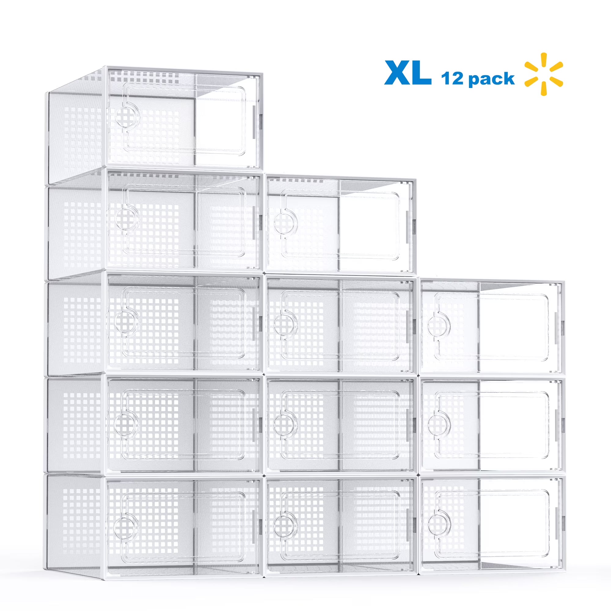 12 Pack Clear Stackable Shoe Storage Box V4590