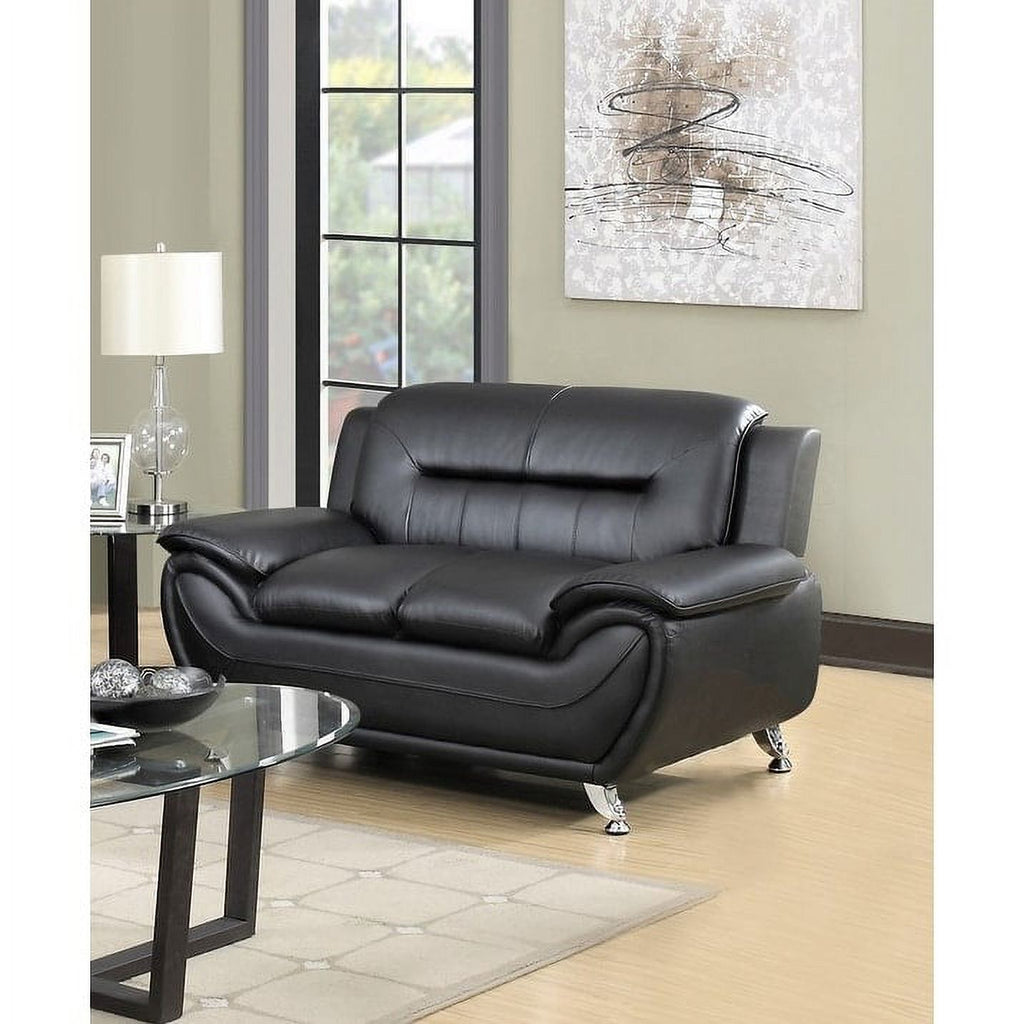 Faux Leather Pillow Top Arm Loveseat Cream White Z219