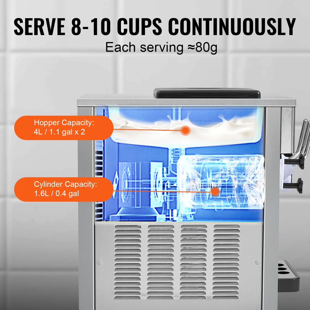 Commercial Soft Serve Ice Cream Machine 3 Flavor Countertop R77076