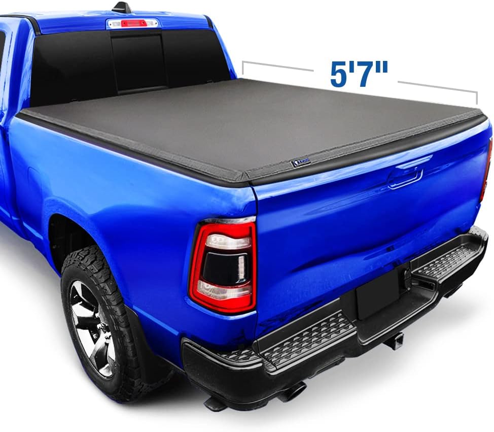 Soft Tri-Fold Truck Bed Tonneau Cover for 2019-2022 Ram 1500 New Body Style, 6'4" Bed (76") J524227