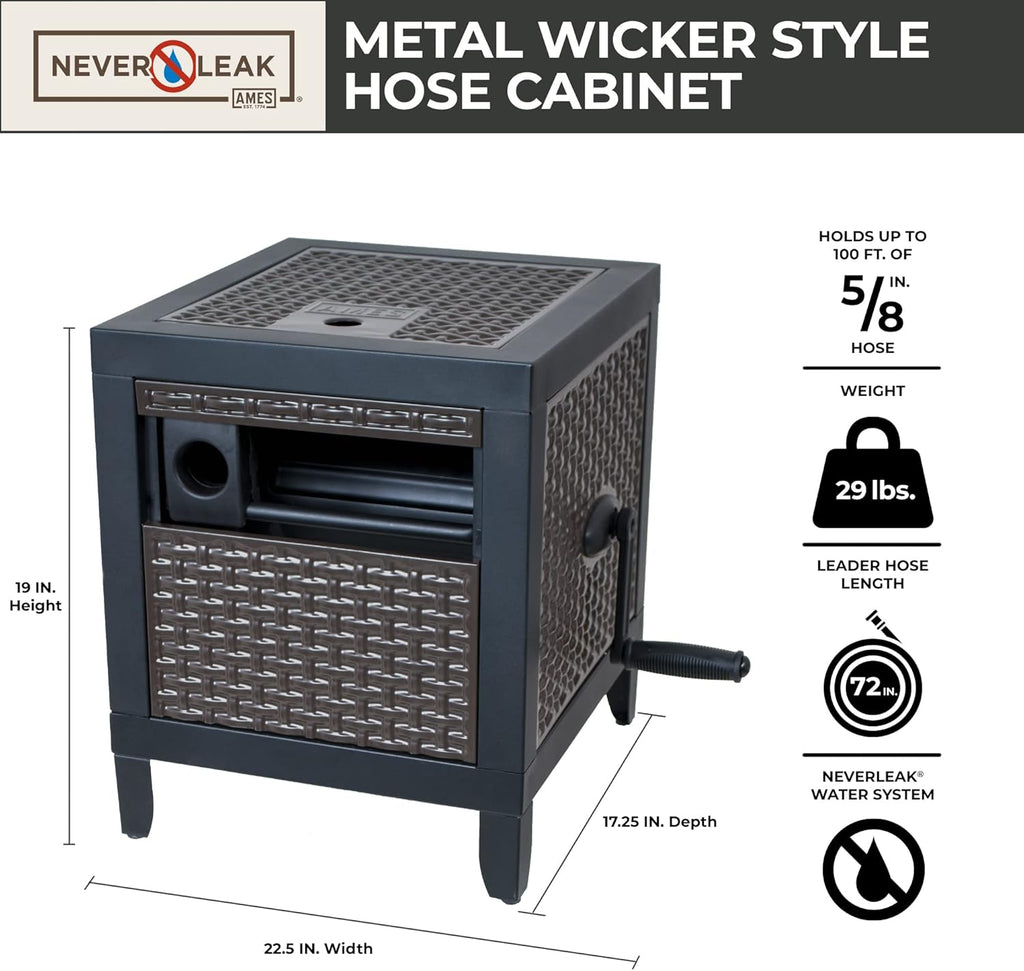 Black Metal Hose Reel Cabinet Box, 100 Ft. Capacity D503
