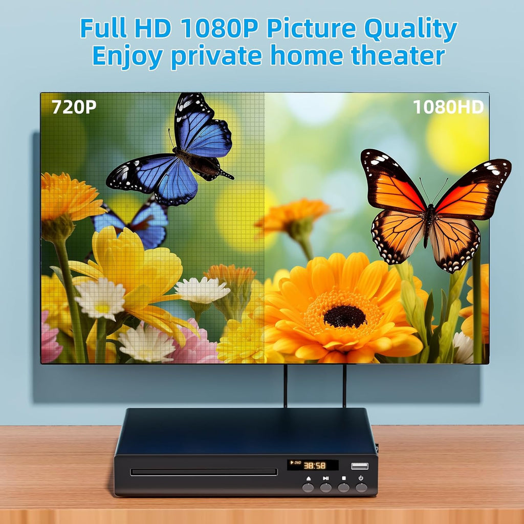 Compact DVD Player with USB Input and HDMI/RCA Output I658