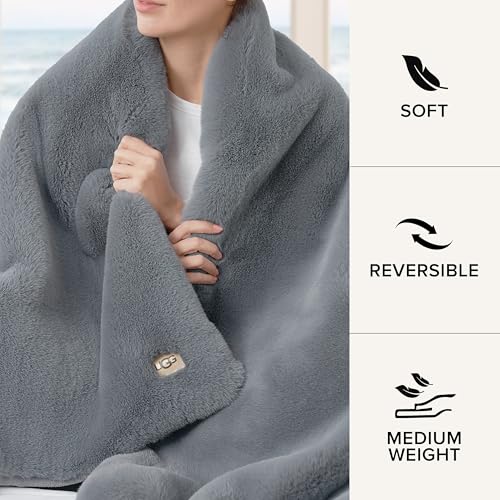 Charcoal Dark Grey 50-inch x 70-inch Faux Fur Throw Blanket V57725