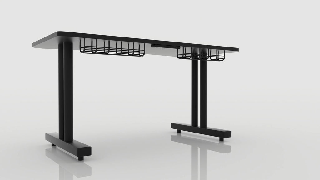 Black Gaming Desk with Infinity Mousepad and Built-in Cellphone Charger R501