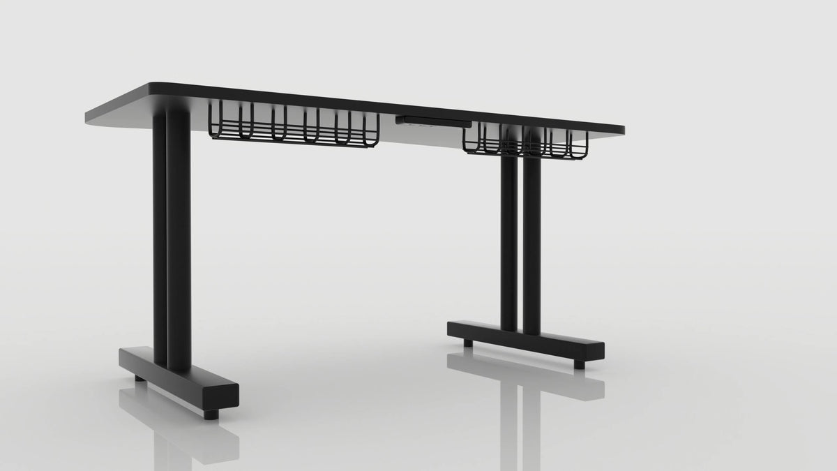 Black Gaming Desk with Infinity Mousepad and Built-in Cellphone Charger R501