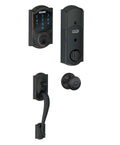 Touchscreen Deadbolt with Alarm and Georgian Knob Aged Bronze X435269