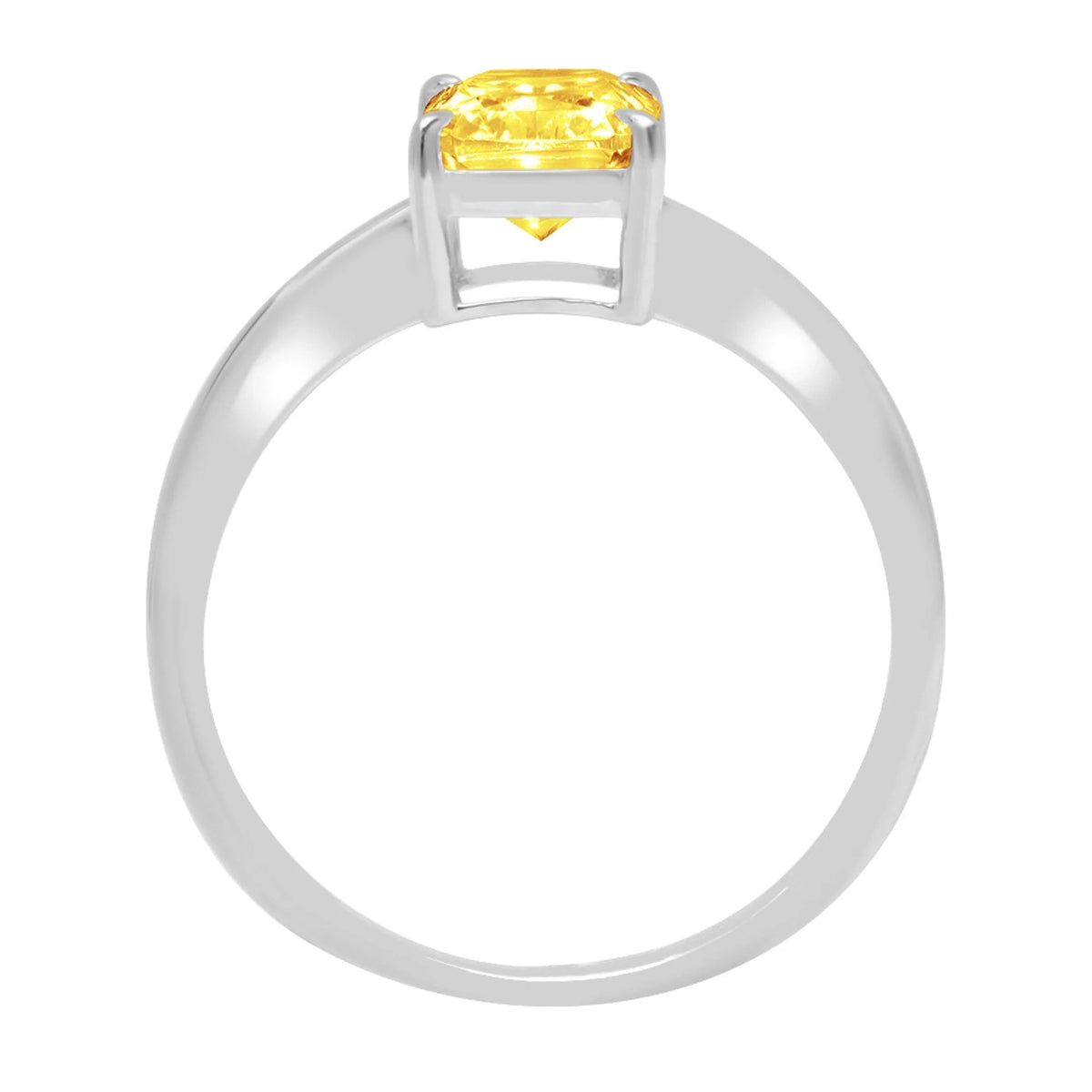 2.5ct Radiant Cut Yellow Simulated Diamond 18k White Gold Ring Size 4.25 R536789