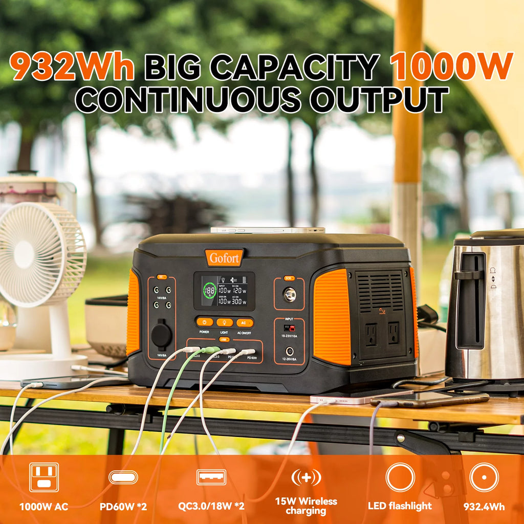 Portable Power Station 932Wh 1000W Battery Backup Solar Generator S963932