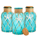 3 Pack Blue Glass Vase with Cork Lid C2889