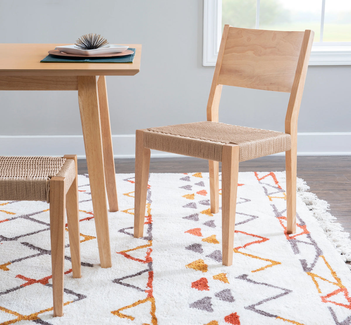 Natural Handwoven Rope Seat Dining Chair, Set of 2 P82534