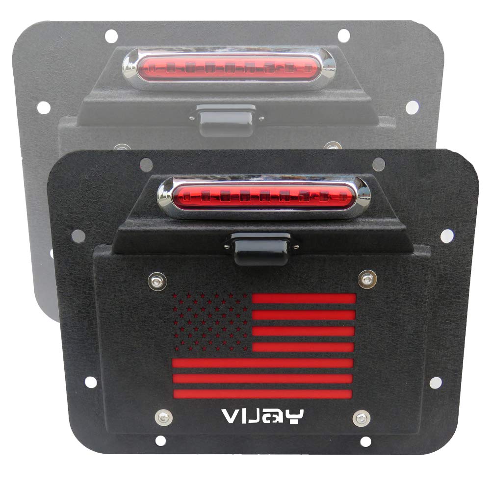 Spare Tire Delete License Plate Relocation Kit with Plate Light and Third Brake Light for Wrangler JK JKU E10861