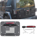 Spare Tire Delete License Plate Relocation Kit with Plate Light and Third Brake Light for Wrangler JK JKU E10861