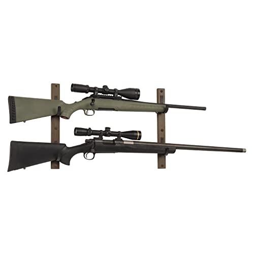 Brown/Black Wood Rifle Rack with Metal Hooks A6386
