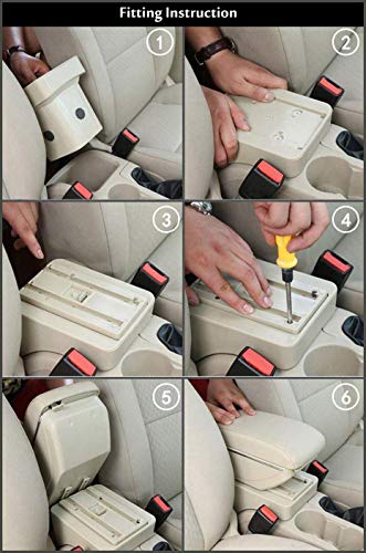 Black Car Center Console Armrest Box Storage Organizer with Cup Holder & Ashtray & 7 USB Ports Y330771