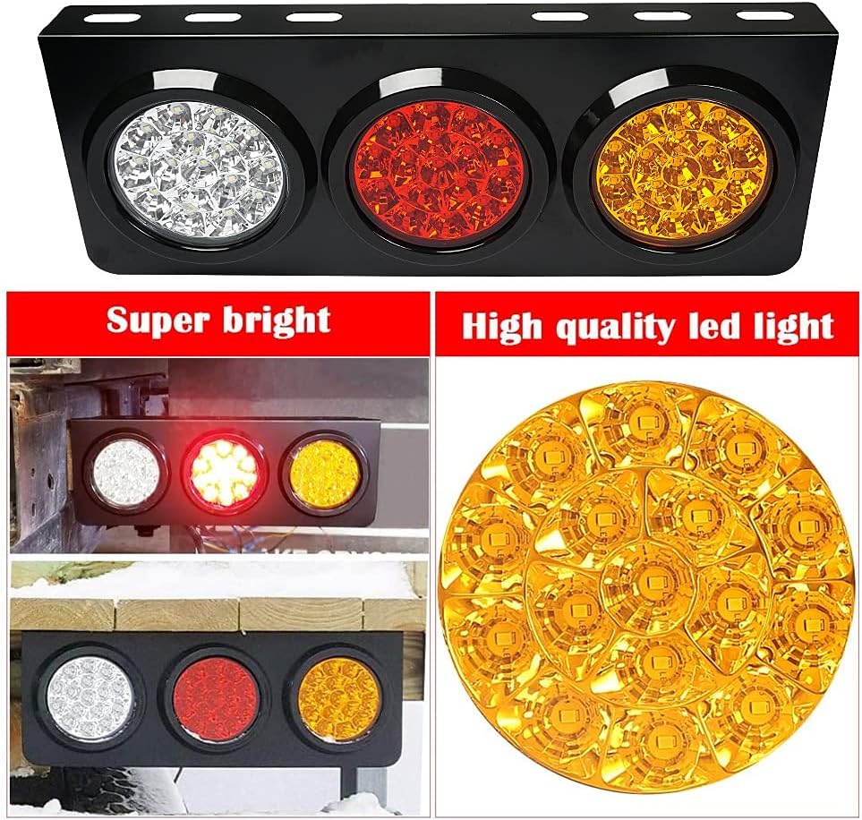 LED Truck Trailer Tail Lights with Iron Bracket Base, 48-LED, 2 PCS X583