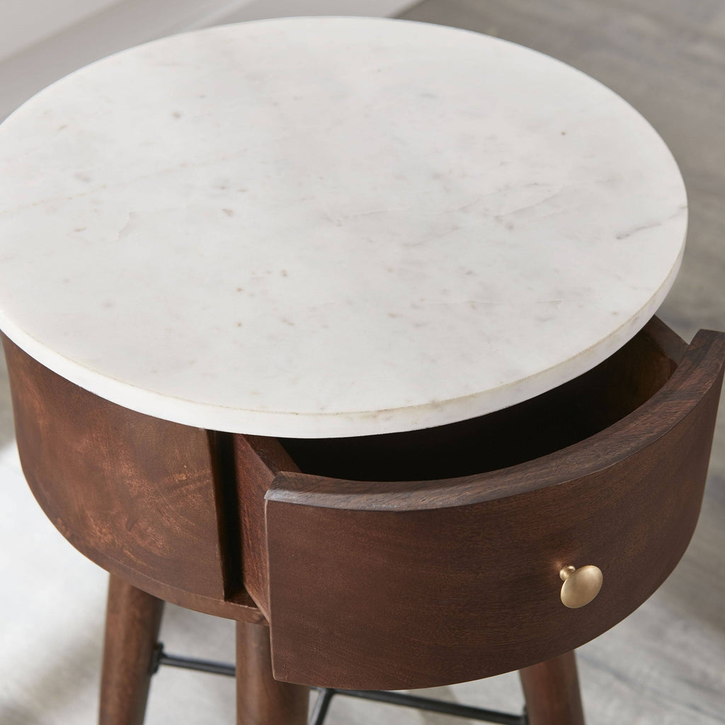 White and Brown Cherry Round End Table X262