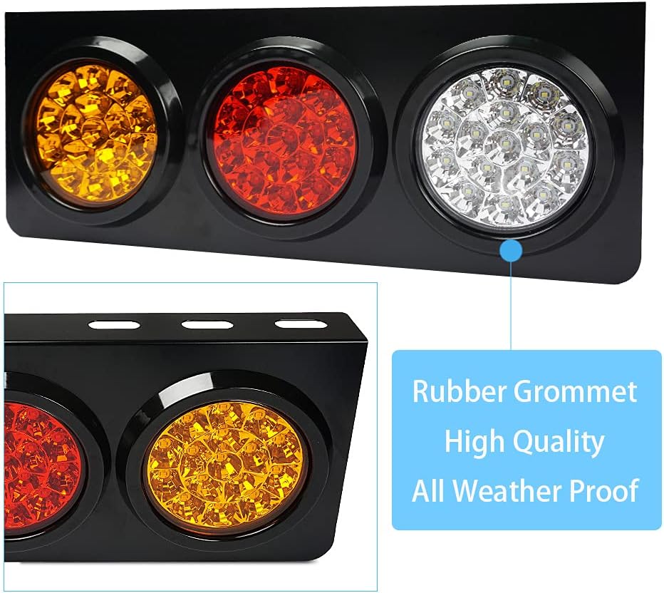 LED Truck Trailer Tail Lights with Iron Bracket Base, 48-LED, 2 PCS X583