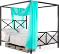 White Queen Size Metal Canopy Bed O892759
