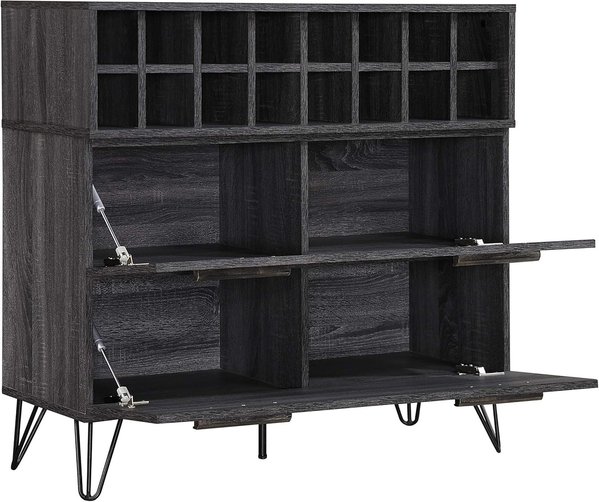 Mid-Century Faux Wood Wine and Bar Cabinet D93486