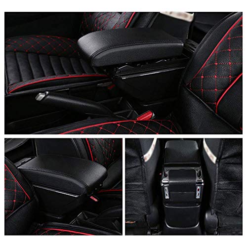 Black Car Center Console Armrest Box Storage Organizer with Cup Holder & Ashtray & 7 USB Ports Y330771