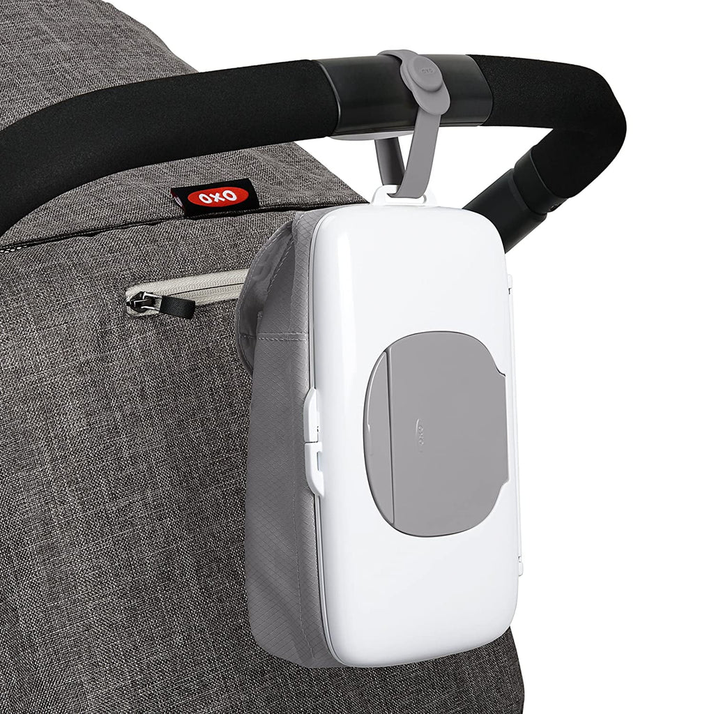 Gray Wipes Dispenser with Diaper Pouch W21619