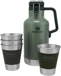 64oz Stainless Steel Vacuum Insulated Beer Growler with 4 Metal Tumblers X4323
