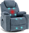 Gray-Blue Swivel Rocker Recliner Chair with Heated Massage Z362