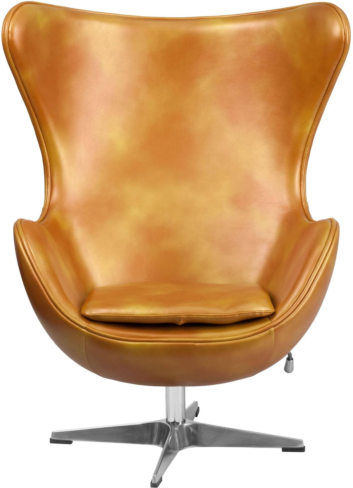 Gold Leather Egg Chair with Tilt-Lock Mechanism V61241