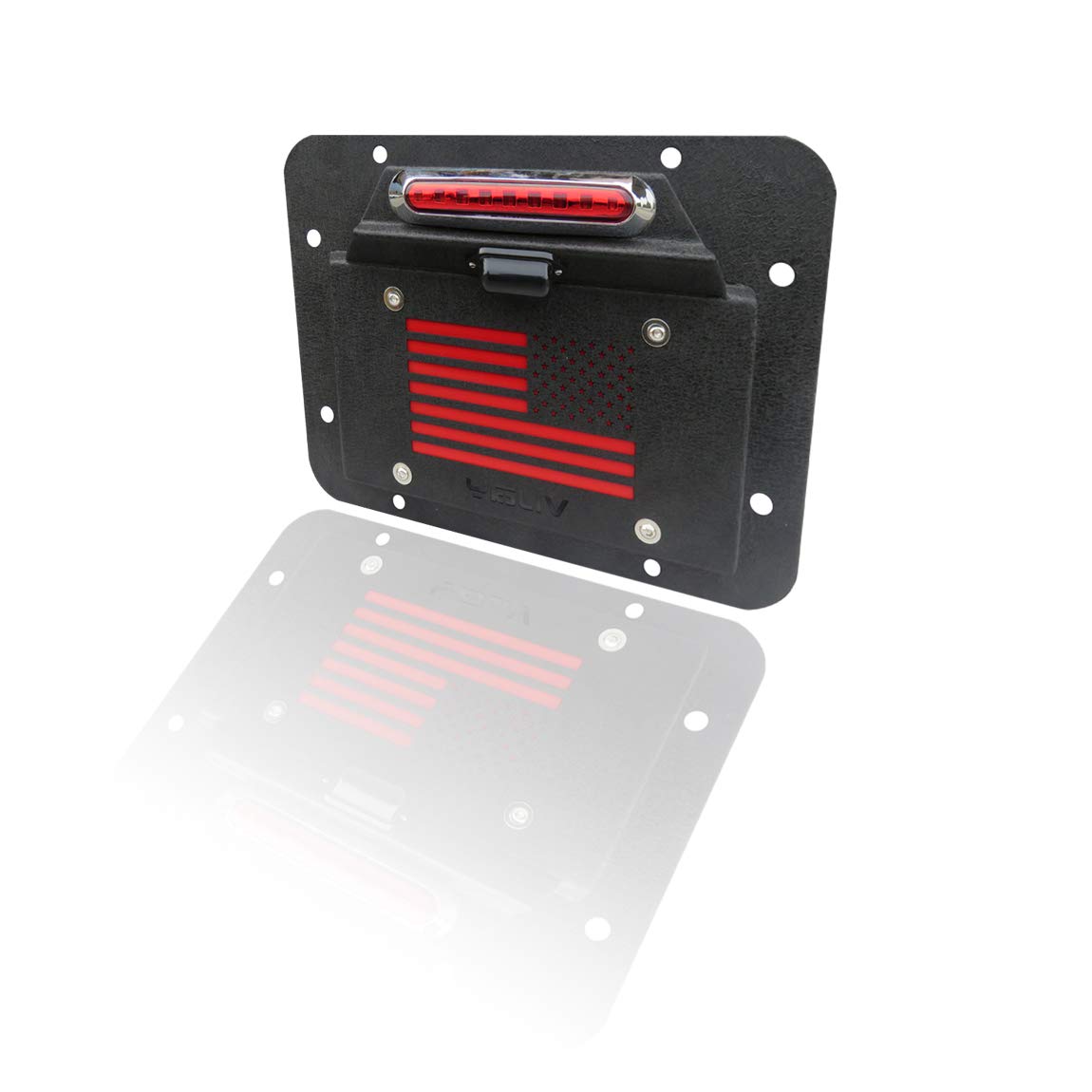 Spare Tire Delete License Plate Relocation Kit with Plate Light and Third Brake Light for Wrangler JK JKU E10861