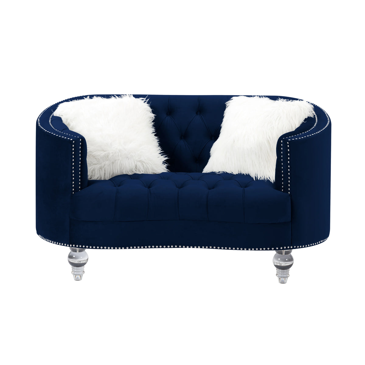 Navy Blue Velvet 3 Piece Living Room Set S646147