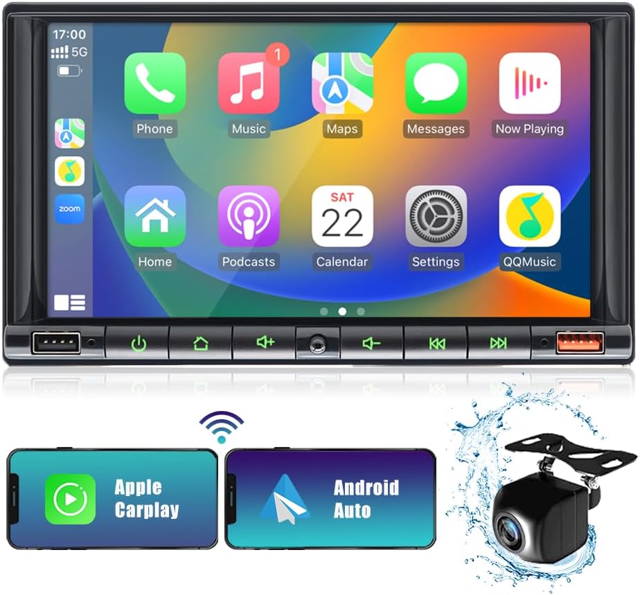 7 Inch Double Din Car Stereo with HD Touch Screen Bluetooth 5.2 S470
