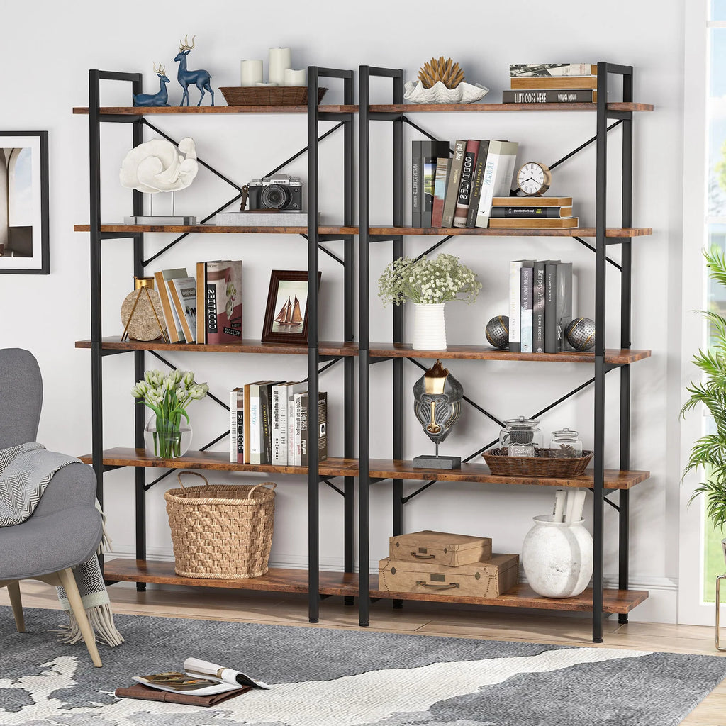 5 Tier Rustic Brown Bookcase V4807