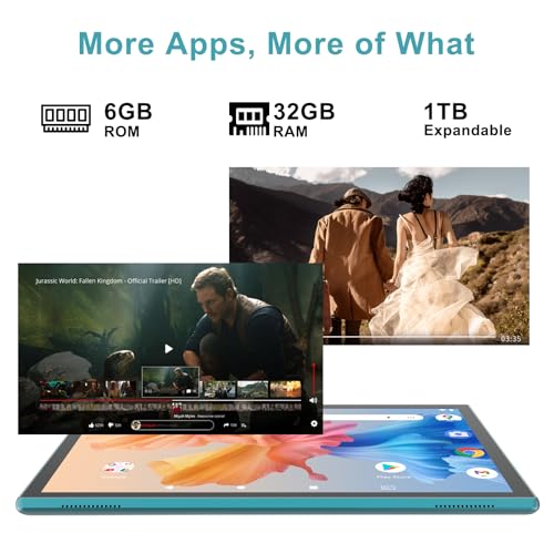 10.1 Inch Android Tablet with Keyboard Mouse Case Stylus 64GB ROM 8GB RAM W65284