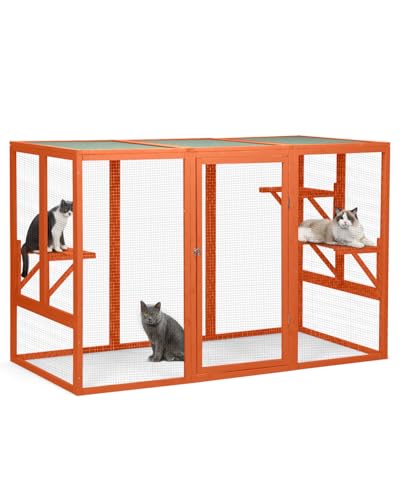 Grey Wooden Cat Enclosure V518961