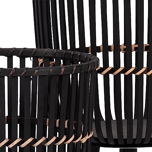 Set of 2 Bamboo Wood Planters on Stands, Brown/Black E8417