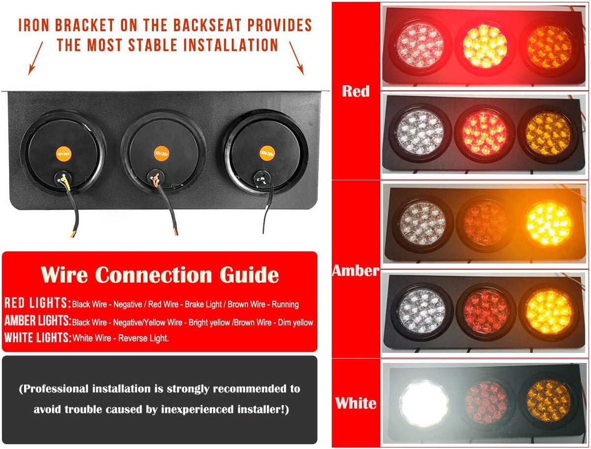 LED Truck Trailer Tail Lights with Iron Bracket Base, 48-LED, 2 PCS X583